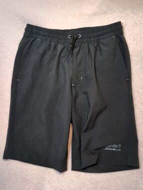 Eddie Bauer Kids Black Athletic Drawstring Shorts with Subtle Logo